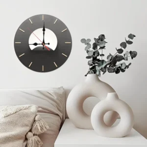 10" Round Wooden Wall Clock, Silent Quartz Movement, UV-Printed Design, Battery Operated