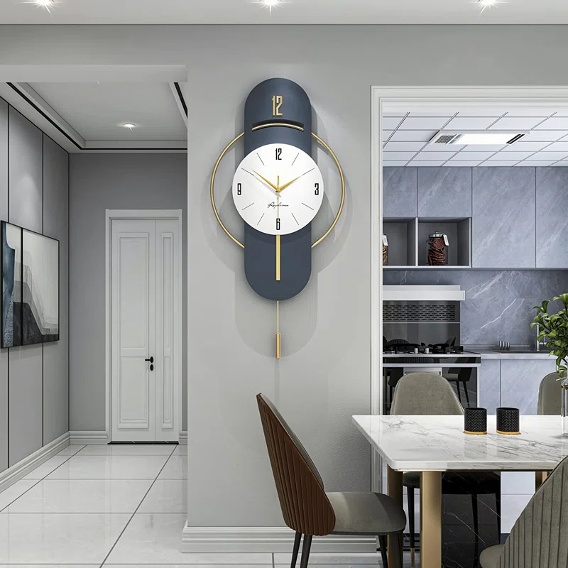 Demet Modern Wood Wall ClocksMetal Silent Decoration for Kitchen Bedroom