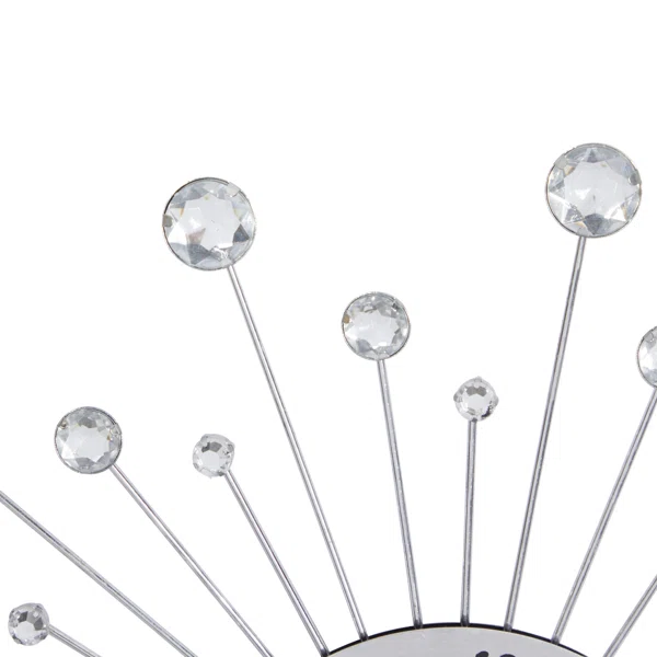 Metal Starburst Decorative Wall Clock with Crystal Accents - Image 3